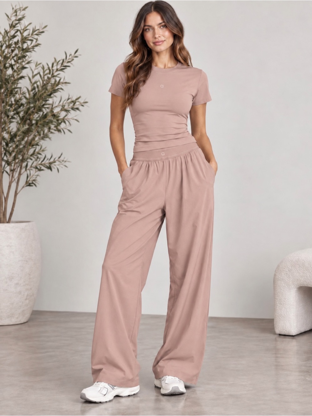 Women's Wide-Leg Lounge Pants in Dusty Rose by